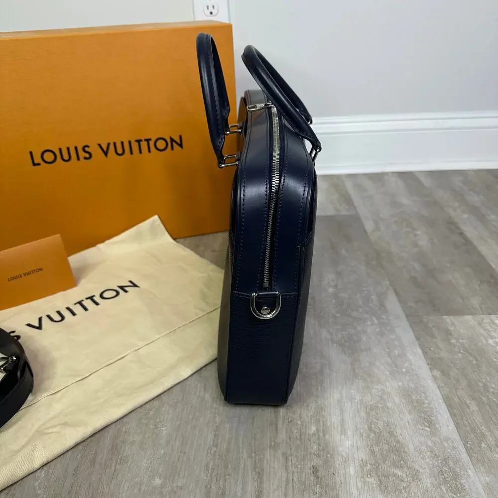 Louis Vuitton Dandy MM Briefcase Messenger In Epi Blue Marine